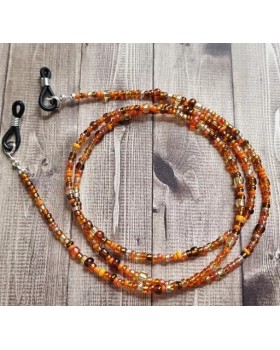 Beaded Glasses Chain - Brown Orange - Spectacle Cord - Sunglasses Strap